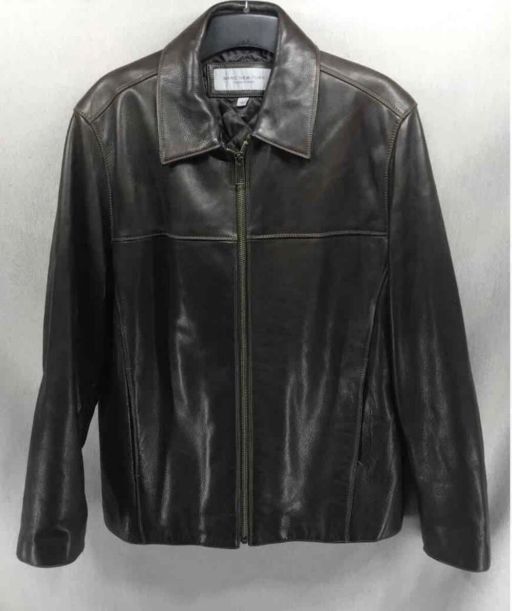 Marc New York Andrew Marc Men's Brown Leather Zip-Up Jacket Size XLT
